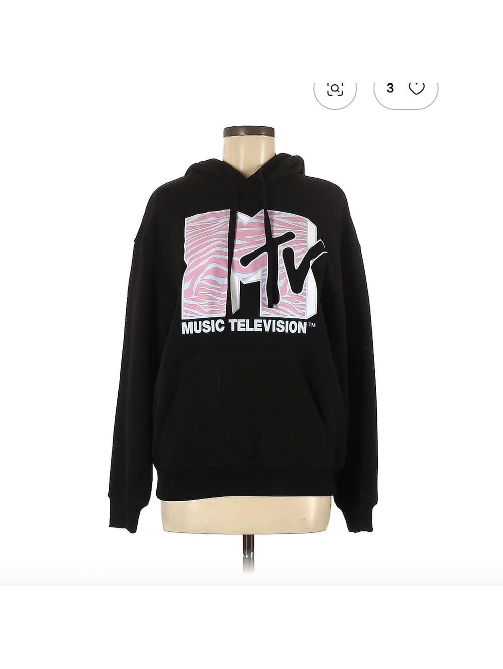 MTV Pullover Hoodie Size M Black